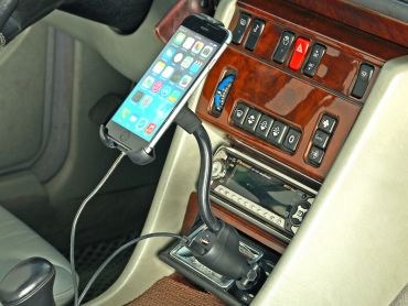 Gooseneck Car Mount Phone Holder with Dual USB Charger